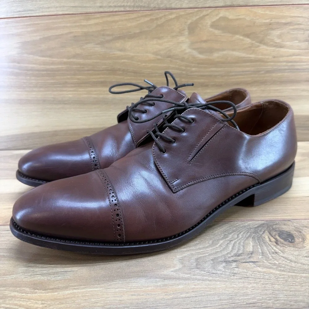 NAVYBOOT Switzerland Derby Shoes 12 EU 45 Brown Leather Cap Toe Formal‎ Business
